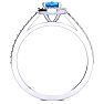 1 1/3 Carat Oval Shape Blue Topaz and Halo Diamond Ring In 14 Karat White Gold Image-3