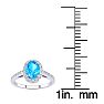 1 1/3 Carat Oval Shape Blue Topaz and Halo Diamond Ring In 14 Karat White Gold Image-5