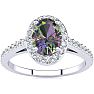 1 Carat Oval Shape Mystic Topaz Ring With Diamond Halo In 14 Karat White Gold Image-1
