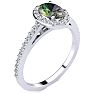 1 Carat Oval Shape Mystic Topaz Ring With Diamond Halo In 14 Karat White Gold Image-2