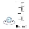 Aquamarine Ring: Aquamarine Jewelry: 1 Carat Oval Shape Aquamarine and Halo Diamond Ring In 14 Karat White Gold Image-5