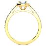 Aquamarine Ring: Aquamarine Jewelry: 1 Carat Oval Shape Aquamarine and Halo Diamond Ring In 14 Karat Yellow Gold Image-3