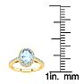 Aquamarine Ring: Aquamarine Jewelry: 1 Carat Oval Shape Aquamarine and Halo Diamond Ring In 14 Karat Yellow Gold Image-5