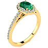 1 Carat Oval Shape Emerald and Halo Diamond Ring In 14 Karat Yellow Gold Image-2
