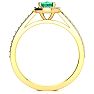 1 Carat Oval Shape Emerald and Halo Diamond Ring In 14 Karat Yellow Gold Image-3