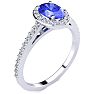 1 1/4 Carat Oval Shape Tanzanite and Halo Diamond Ring In 14 Karat White Gold Image-2