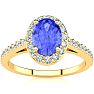 1 1/4 Carat Oval Shape Tanzanite and Halo Diamond Ring In 14 Karat Yellow Gold Image-1
