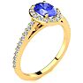 1 1/4 Carat Oval Shape Tanzanite and Halo Diamond Ring In 14 Karat Yellow Gold Image-2