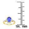 1 1/4 Carat Oval Shape Tanzanite and Halo Diamond Ring In 14 Karat Yellow Gold Image-5