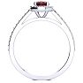 Garnet Ring: Garnet Jewelry: 1 1/3 Carat Oval Shape Garnet and Halo Diamond Ring In 14 Karat White Gold Image-3