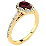 Garnet Ring: Garnet Jewelry: 1 1/3 Carat Oval Shape Garnet and Halo Diamond Ring In 14 Karat Yellow Gold Image-2