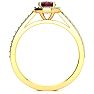 Garnet Ring: Garnet Jewelry: 1 1/3 Carat Oval Shape Garnet and Halo Diamond Ring In 14 Karat Yellow Gold Image-3