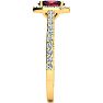 Garnet Ring: Garnet Jewelry: 1 1/3 Carat Oval Shape Garnet and Halo Diamond Ring In 14 Karat Yellow Gold Image-4