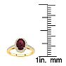 Garnet Ring: Garnet Jewelry: 1 1/3 Carat Oval Shape Garnet and Halo Diamond Ring In 14 Karat Yellow Gold Image-5