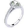 1 Carat Oval Shape Green Amethyst and Halo Diamond Ring In 14 Karat White Gold Image-2