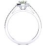 1 Carat Oval Shape Green Amethyst and Halo Diamond Ring In 14 Karat White Gold Image-3