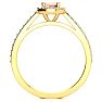 1 Carat Oval Shape Morganite and Halo Diamond Ring In 14 Karat Yellow Gold Image-3
