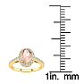 1 Carat Oval Shape Morganite and Halo Diamond Ring In 14 Karat Yellow Gold Image-5