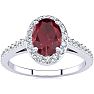1 1/4 Carat Oval Shape Ruby and Halo Diamond Ring In 14 Karat White Gold Image-1
