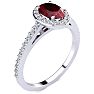1 1/4 Carat Oval Shape Ruby and Halo Diamond Ring In 14 Karat White Gold Image-2