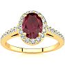 1 1/4 Carat Oval Shape Ruby and Halo Diamond Ring In 14 Karat Yellow Gold Image-1