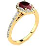 1 1/4 Carat Oval Shape Ruby and Halo Diamond Ring In 14 Karat Yellow Gold Image-2