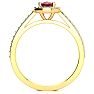 1 1/4 Carat Oval Shape Ruby and Halo Diamond Ring In 14 Karat Yellow Gold Image-3