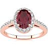 1 1/4 Carat Oval Shape Ruby and Halo Diamond Ring In 14 Karat Rose Gold Image-1