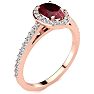 1 1/4 Carat Oval Shape Ruby and Halo Diamond Ring In 14 Karat Rose Gold Image-2