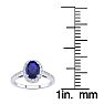 1 1/3 Carat Oval Shape Sapphire and Halo Diamond Ring In 14 Karat White Gold Image-5
