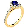 1 1/3 Carat Oval Shape Sapphire and Halo Diamond Ring In 14 Karat Yellow Gold Image-2