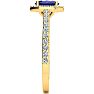 1 1/3 Carat Oval Shape Sapphire and Halo Diamond Ring In 14 Karat Yellow Gold Image-4