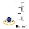 1 1/3 Carat Oval Shape Sapphire and Halo Diamond Ring In 14 Karat Yellow Gold Image-5