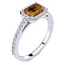 1 1/4 Carat Citrine and Halo Diamond Ring In 14 Karat White Gold Image-2