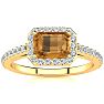 1 1/4 Carat Citrine and Halo Diamond Ring In 14 Karat Yellow Gold Image-1