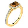 1 1/4 Carat Citrine and Halo Diamond Ring In 14 Karat Yellow Gold Image-2