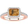 1 1/4 Carat Citrine and Halo Diamond Ring In 14 Karat Rose Gold Image-1