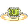 1 1/2 Carat Peridot and Halo Diamond Ring In 14 Karat Yellow Gold Image-1