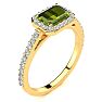 1 1/2 Carat Peridot and Halo Diamond Ring In 14 Karat Yellow Gold Image-2