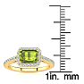 1 1/2 Carat Peridot and Halo Diamond Ring In 14 Karat Yellow Gold Image-5