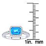 1 1/2 Carat Blue Topaz and Halo Diamond Ring In 14 Karat White Gold Image-5