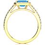 1 1/2 Carat Blue Topaz and Halo Diamond Ring In 14 Karat Yellow Gold Image-3