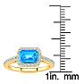 1 1/2 Carat Blue Topaz and Halo Diamond Ring In 14 Karat Yellow Gold Image-5