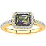 1-1/4 Carat Octagon Shape Mystic Topaz Ring With Diamond Halo In 14 Karat Yellow Gold Image-1