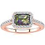 1-1/4 Carat Octagon Shape Mystic Topaz Ring With Diamond Halo In 14 Karat Rose Gold Image-1