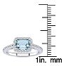 Aquamarine Ring: Aquamarine Jewelry: 1 1/4 Carat Aquamarine and Halo Diamond Ring In 14 Karat White Gold Image-5