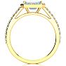 Aquamarine Ring: Aquamarine Jewelry: 1 1/4 Carat Aquamarine and Halo Diamond Ring In 14 Karat Yellow Gold Image-3