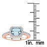 Aquamarine Ring: Aquamarine Jewelry: 1 1/4 Carat Aquamarine and Halo Diamond Ring In 14 Karat Rose Gold Image-5