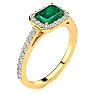 1 1/4 Carat Emerald and Halo Diamond Ring In 14 Karat Yellow Gold Image-2
