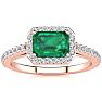 1 1/4 Carat Emerald and Halo Diamond Ring In 14 Karat Rose Gold Image-1